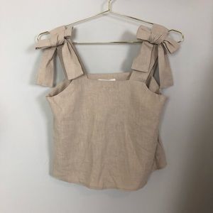 Linen Tie Strap Tank (Cropped)